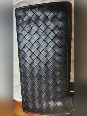 Black Bottega Veneta Intrecciato Long Wallet